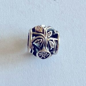 PANDORA Tumbling Leaves S925 ALE Sterling Silver Charm With 14K Gold